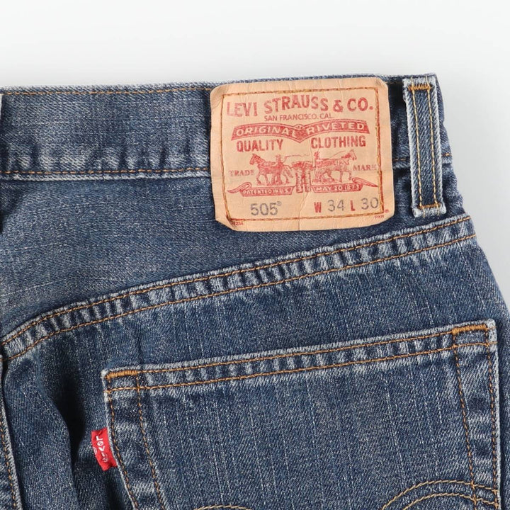 00'S Levi's 505 REGULAR FIT tapered denim pants for men, size w33 cotton blue type Vintage Second Hand