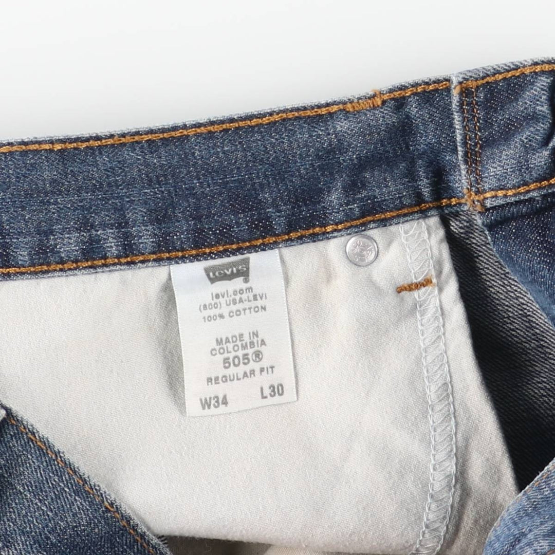 00'S Levi's 505 REGULAR FIT tapered denim pants for men, size w33 cotton blue type Vintage Second Hand