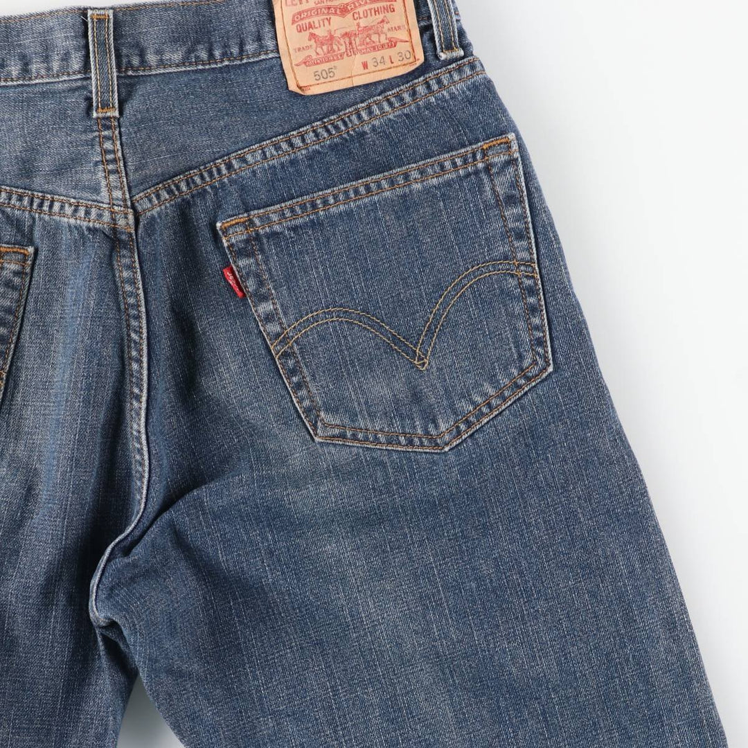 00'S Levi's 505 REGULAR FIT tapered denim pants for men, size w33 cotton blue type Vintage Second Hand