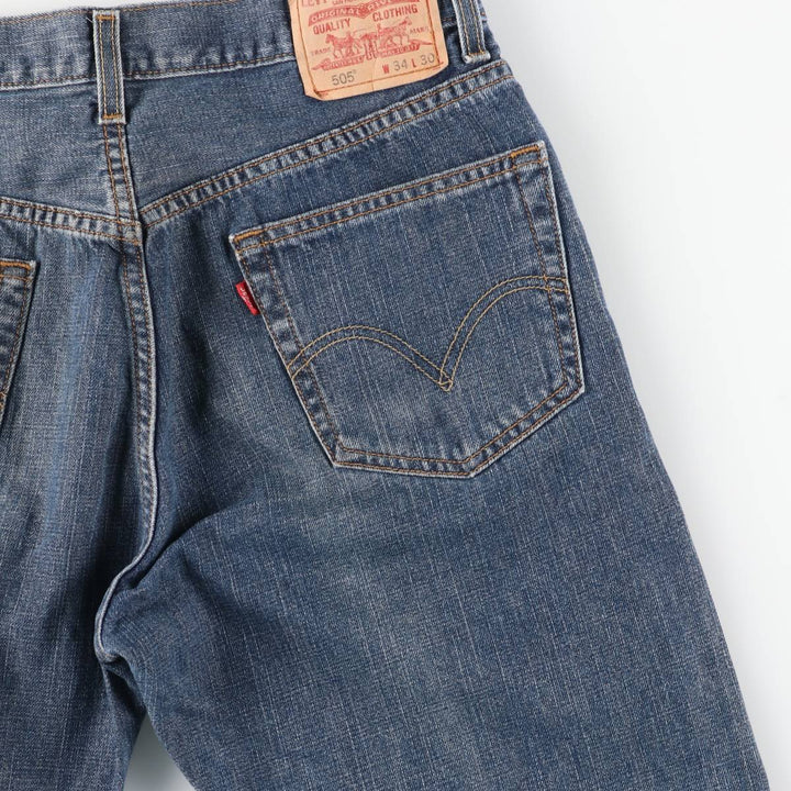 00'S Levi's 505 REGULAR FIT tapered denim pants for men, size w33 cotton blue type Vintage Second Hand