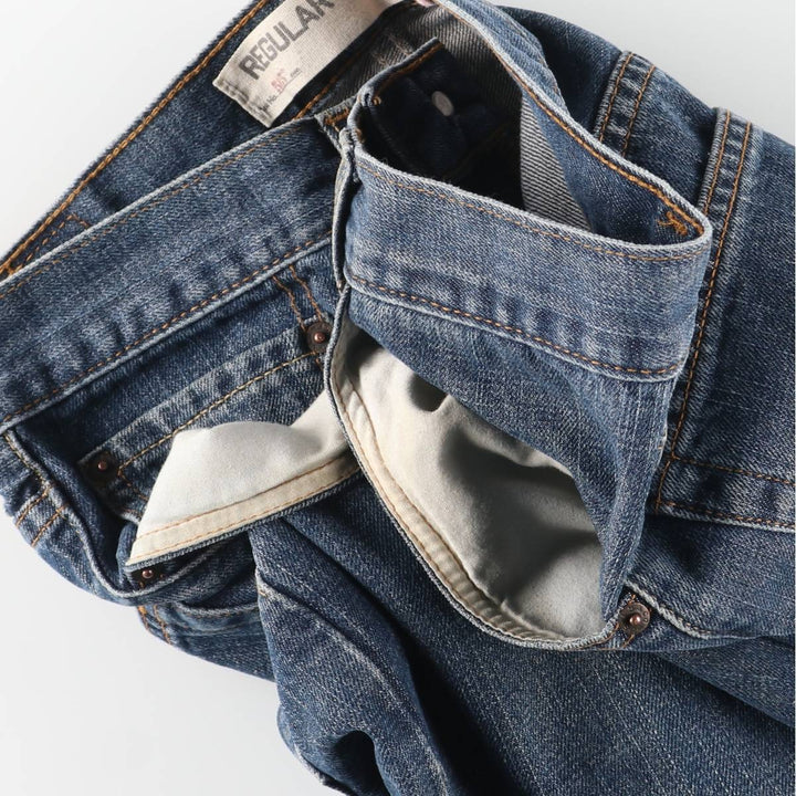 00'S Levi's 505 REGULAR FIT tapered denim pants for men, size w33 cotton blue type Vintage Second Hand