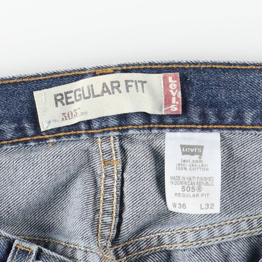 Levi's 505 REGULAR FIT tapered denim pants for men, size w35 cotton blue type Vintage Second Hand