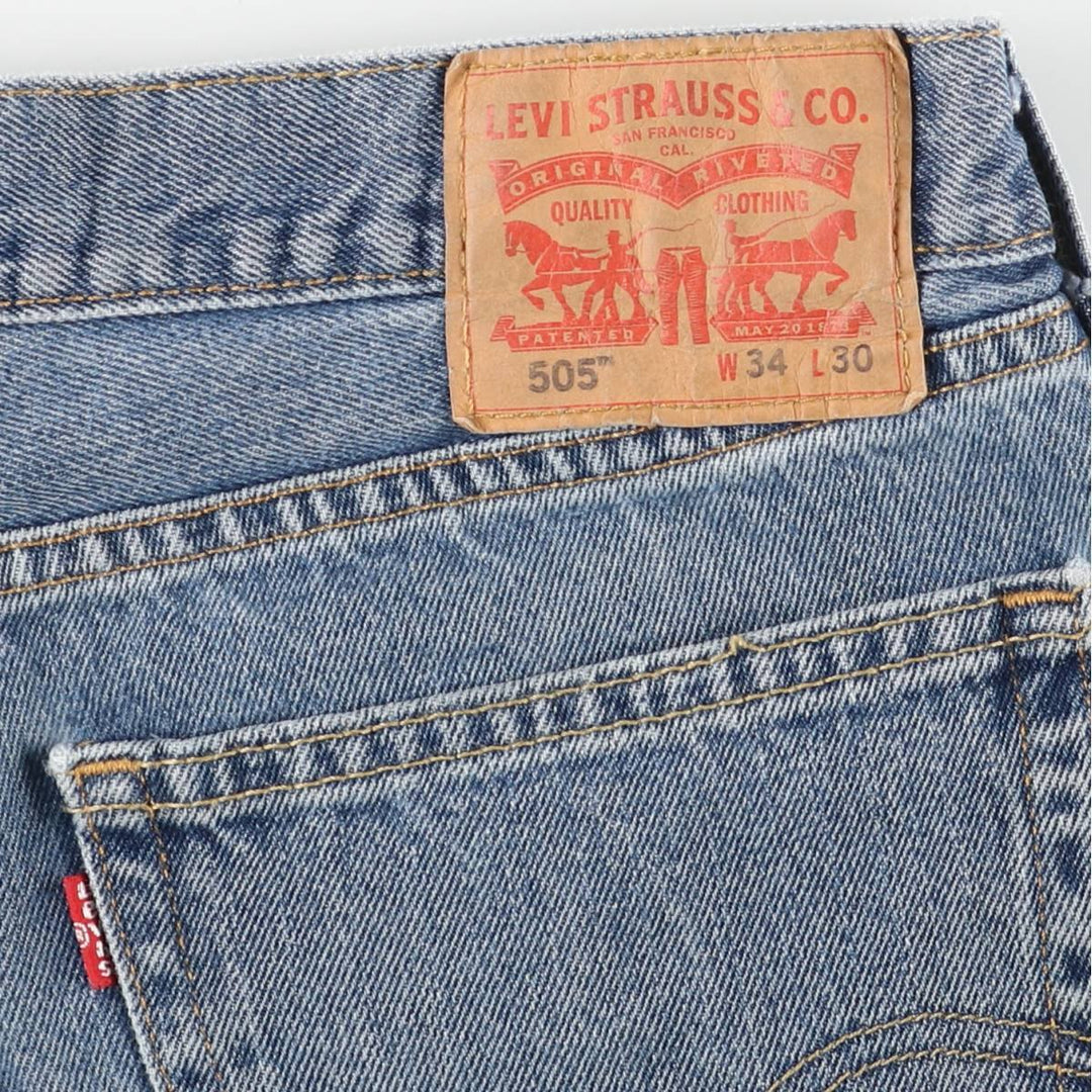 Levi's 505 tapered denim pants for men, size W34 cotton blue type Vintage Second Hand