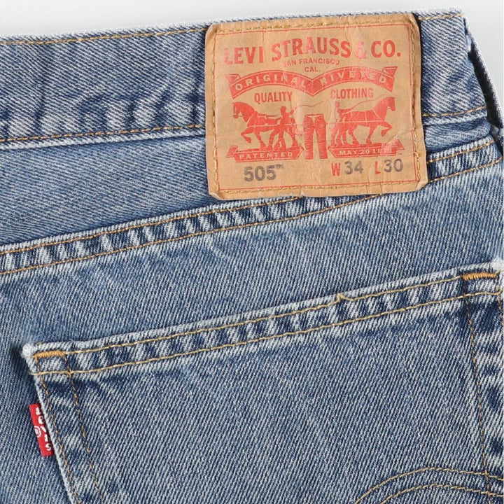 Levi's 505 tapered denim pants for men, size W34 cotton blue type Vintage Second Hand