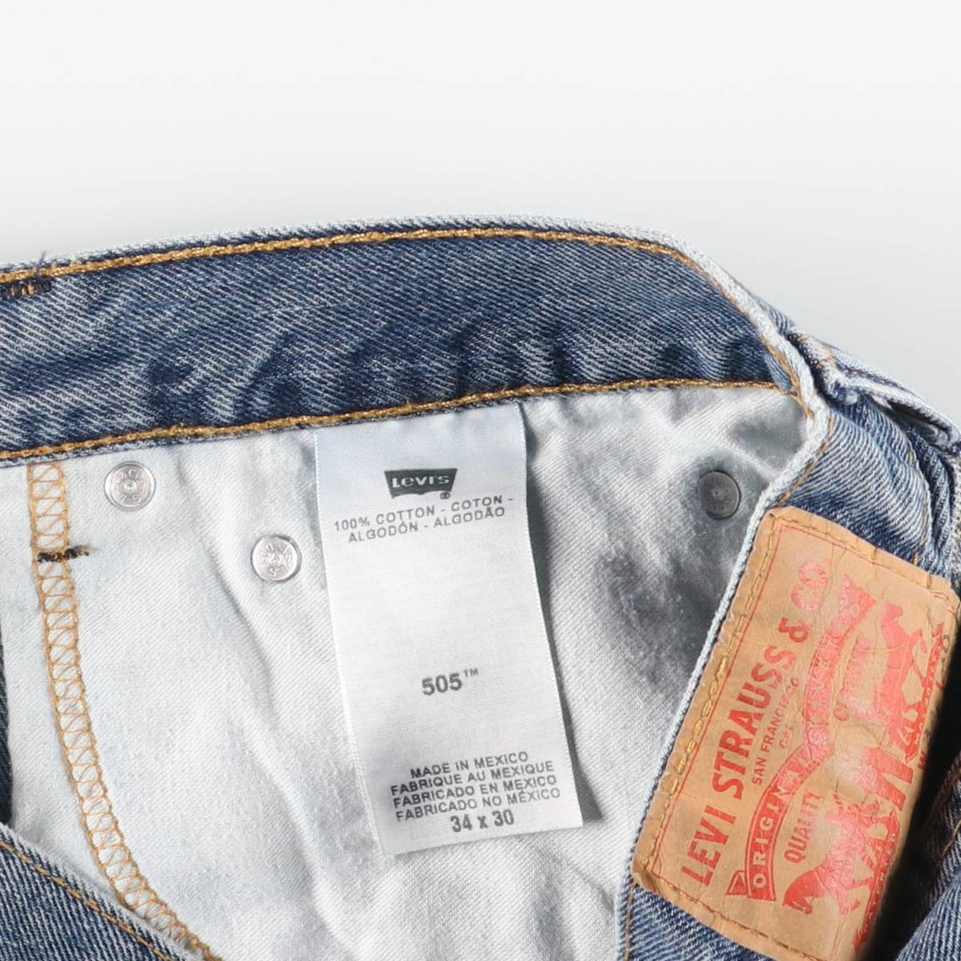 Levi's 505 tapered denim pants for men, size W34 cotton blue type Vintage Second Hand