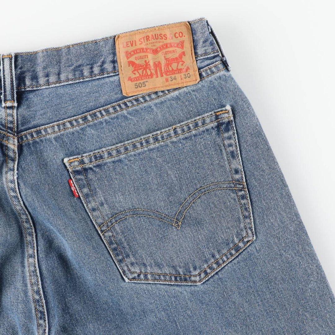 Levi's 505 tapered denim pants for men, size W34 cotton blue type Vintage Second Hand