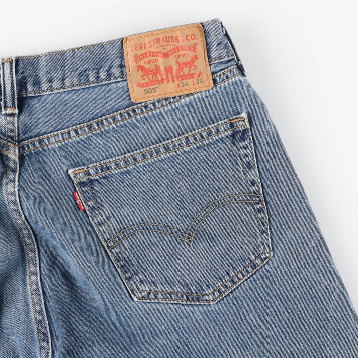 Levi's 505 tapered denim pants for men, size W34 cotton blue type Vintage Second Hand