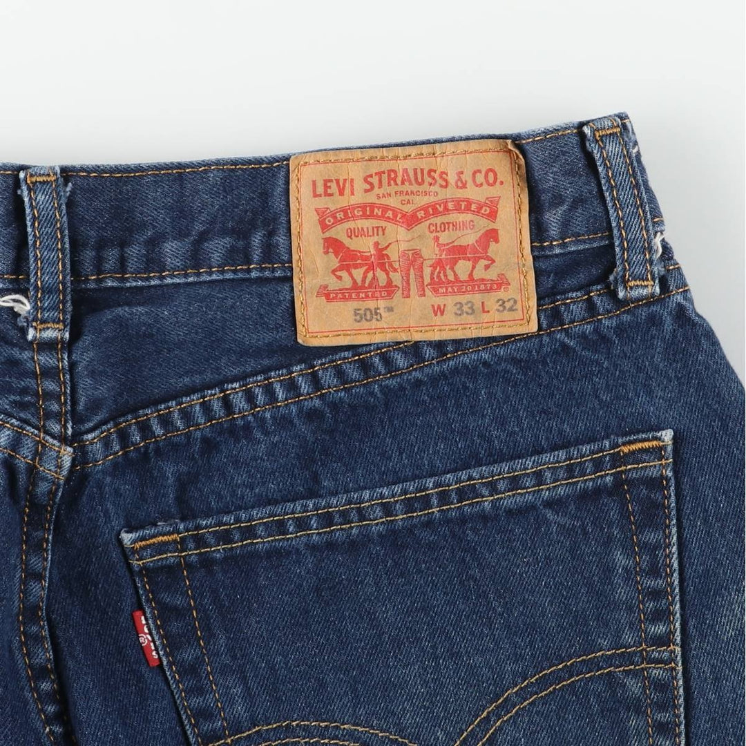 Levi's 505 tapered denim pants for men, size W34 cotton blue type Vintage Second Hand