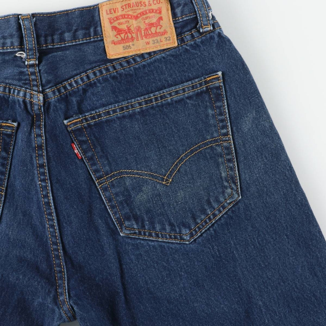 Levi's 505 tapered denim pants for men, size W34 cotton blue type Vintage Second Hand
