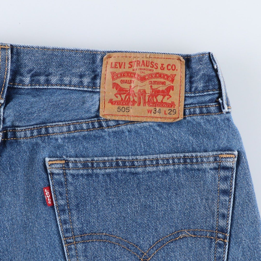 Levi's 505 tapered denim pants for men, size W34 cotton blue type Vintage Second Hand
