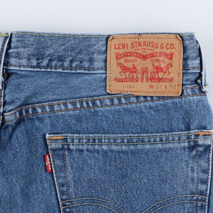 Levi's 505 tapered denim pants for men, size W33 cotton blue type Vintage Second Hand