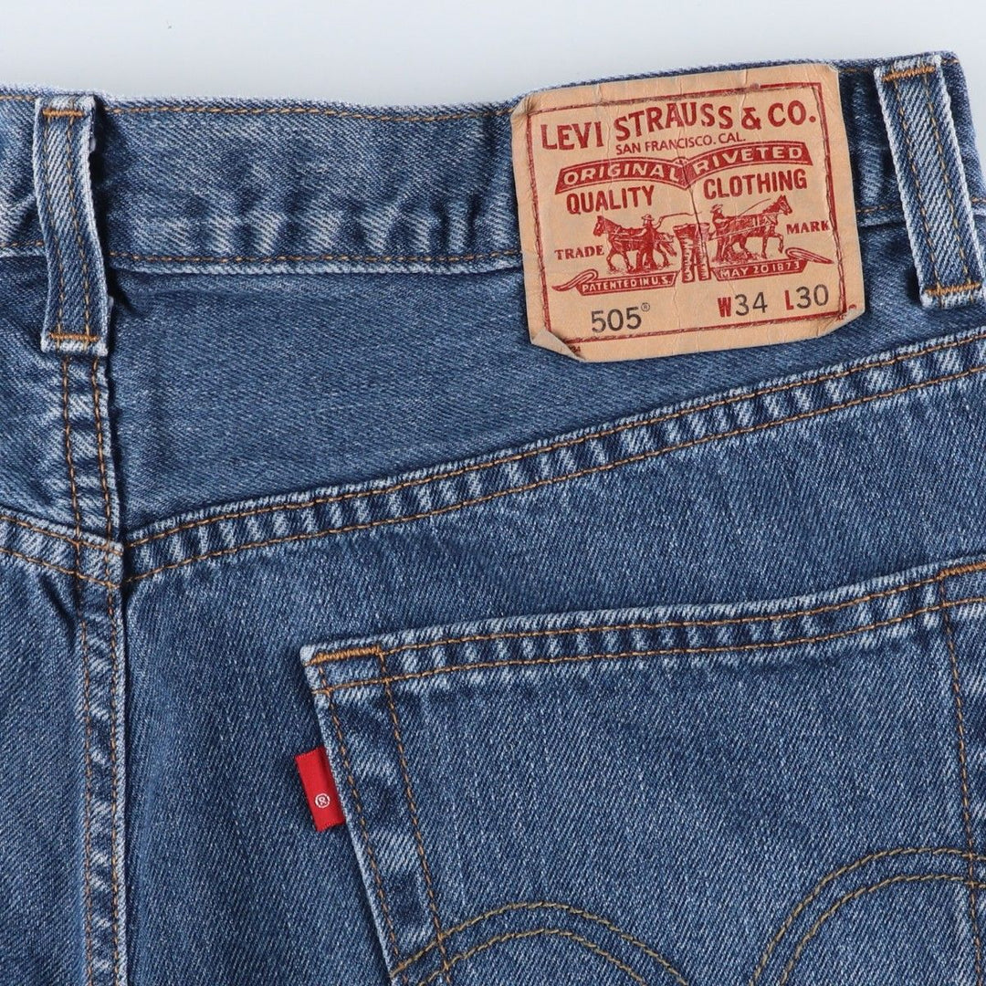 00'S Levi's 505 REGULAR FIT tapered denim pants for men, size w34 cotton blue type Vintage Second Hand