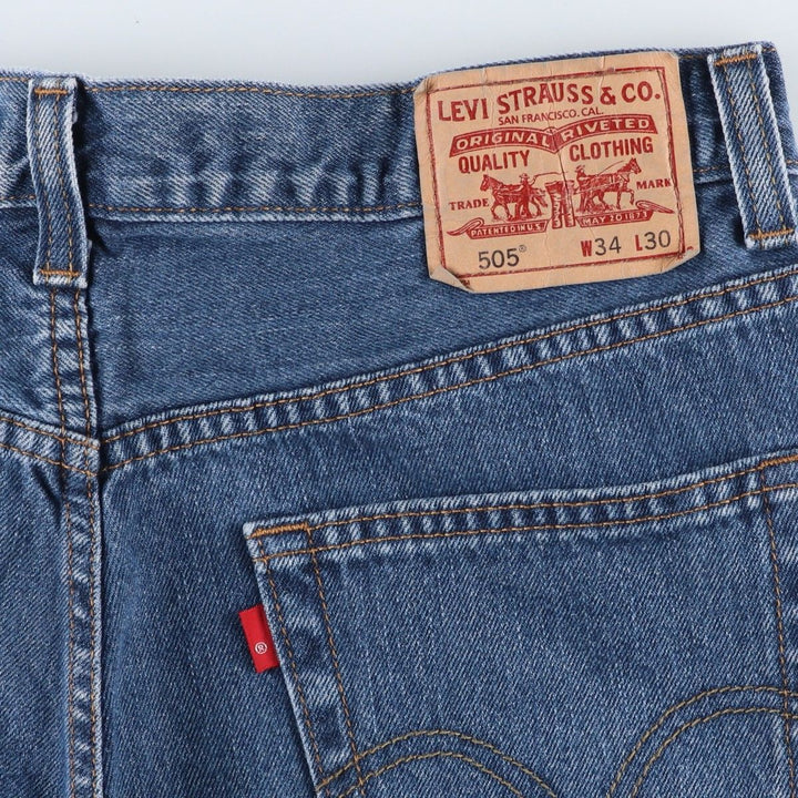 00'S Levi's 505 REGULAR FIT tapered denim pants for men, size w34 cotton blue type Vintage Second Hand