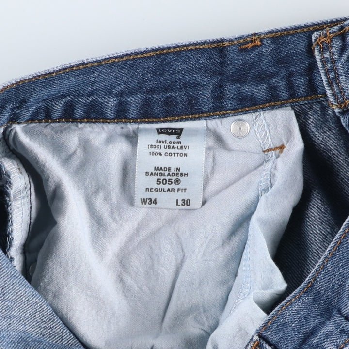 00'S Levi's 505 REGULAR FIT tapered denim pants for men, size w34 cotton blue type Vintage Second Hand