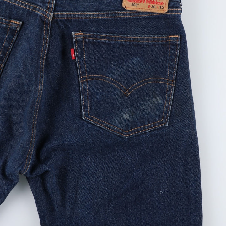 Dark navy Levi's 505 tapered denim pants for men, size W37 cotton blue type Vintage Second Hand