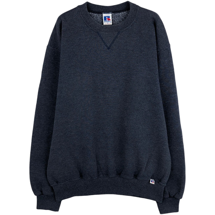 90'S Russell plain blank sweatshirt, men's M size, vintage polyester navy blue type Vintage Second Hand
