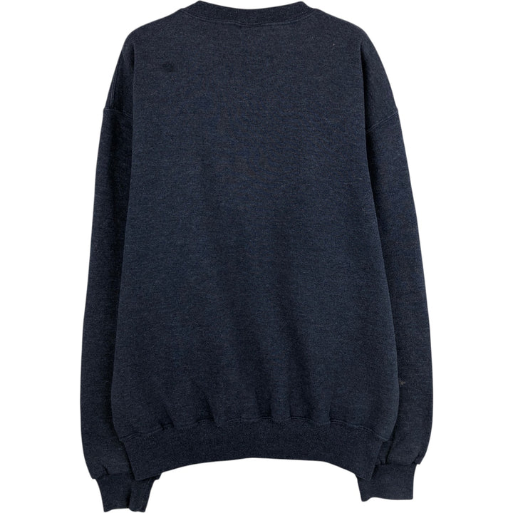 90'S Russell plain blank sweatshirt, men's M size, vintage polyester navy blue type Vintage Second Hand