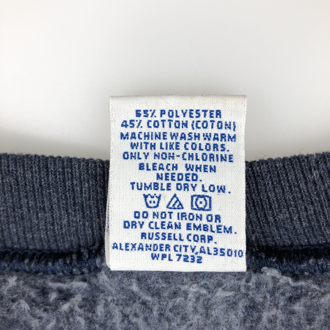 90'S Russell plain blank sweatshirt, men's M size, vintage polyester navy blue type Vintage Second Hand