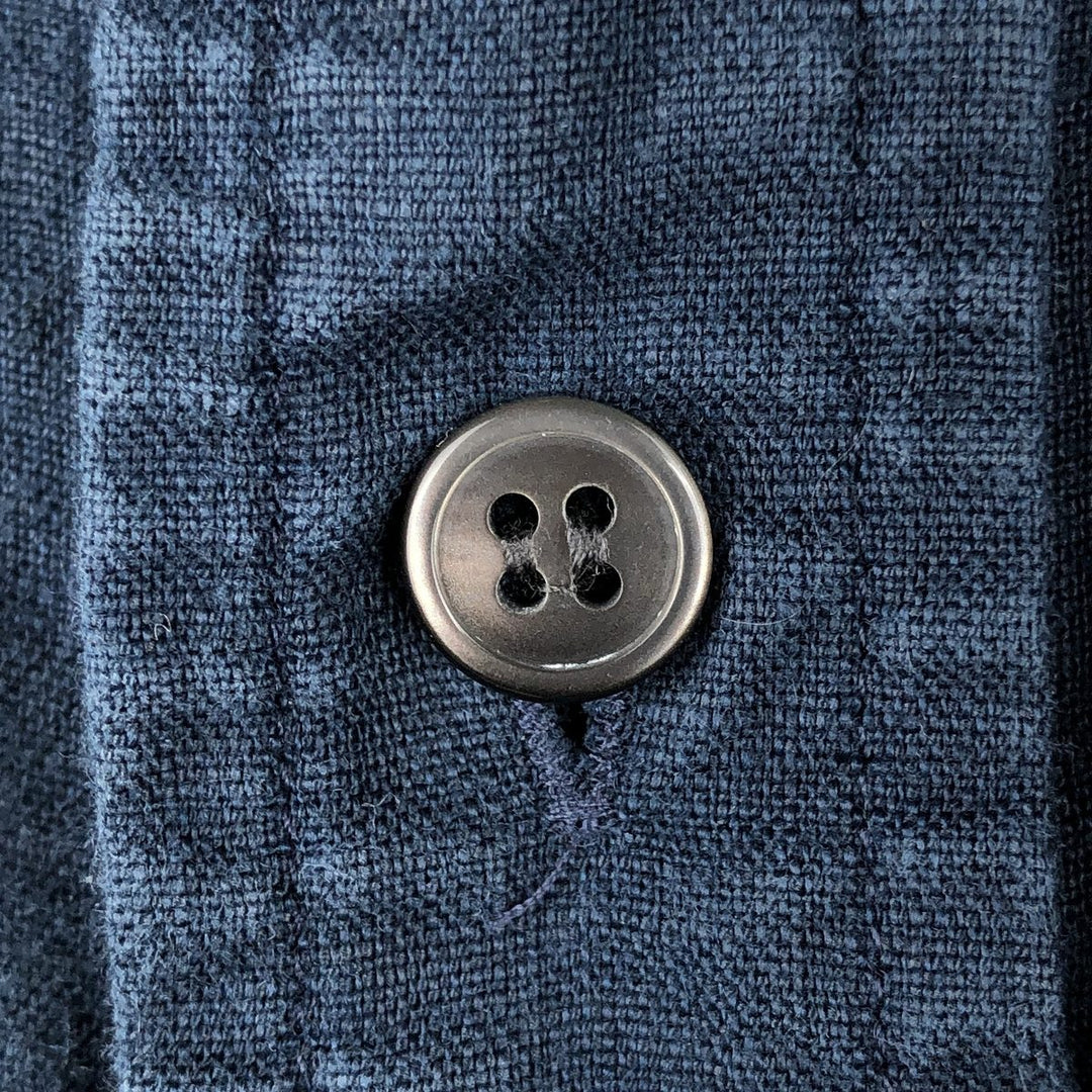 90'S J.Crew Short-Sleeve Linen Shirt, Men's Size XL (Equivalent), Vintage linen navy blue type Vintage Second Hand