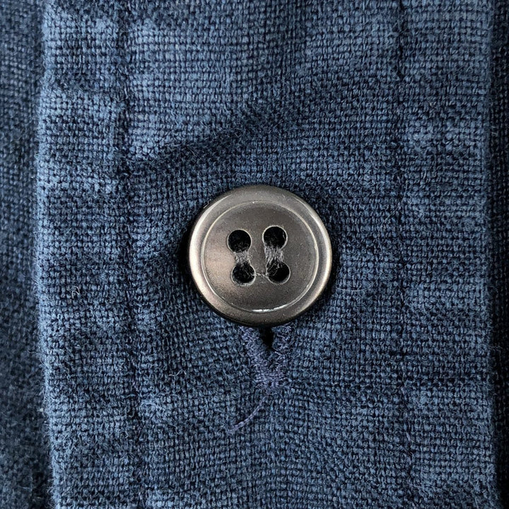 90'S J.Crew Short-Sleeve Linen Shirt, Men's Size XL (Equivalent), Vintage linen navy blue type Vintage Second Hand