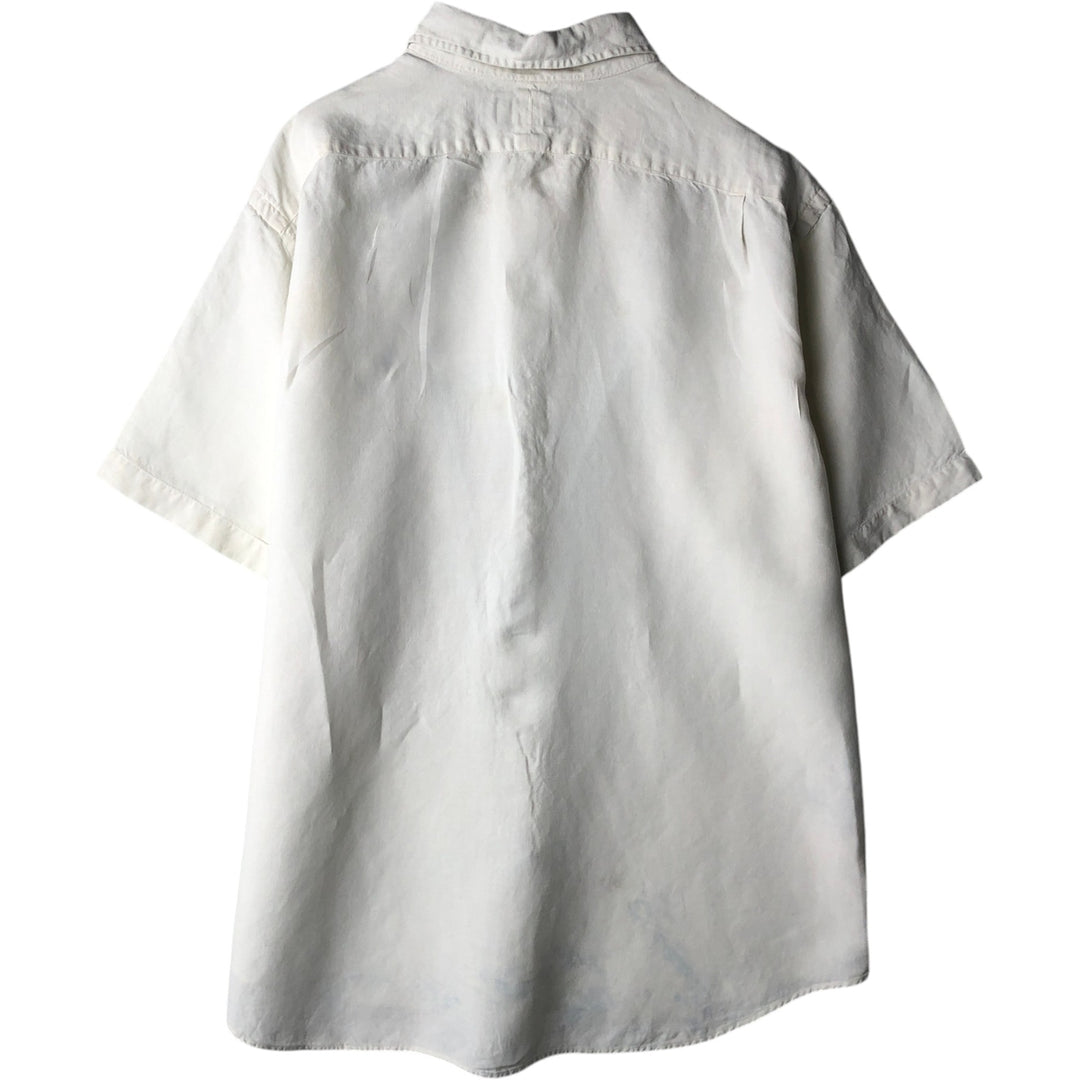 Ralph Lauren POLO by Ralph Lauren Short-Sleeve Linen x Silk Shirt, Men's Size XL (approx.) linen white type Vintage Second Hand