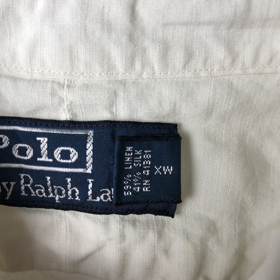 Ralph Lauren POLO by Ralph Lauren Short-Sleeve Linen x Silk Shirt, Men's Size XL (approx.) linen white type Vintage Second Hand