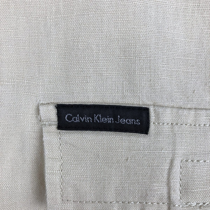 1990'S Calvin Klein short-sleeved linen shirt, men's size L equivalent, vintage. linen Beige type Vintage Second Hand