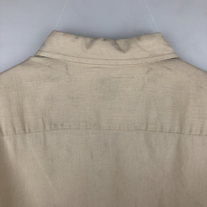 1990'S Calvin Klein short-sleeved linen shirt, men's size L equivalent, vintage. linen Beige type Vintage Second Hand