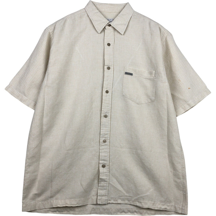 90s-00'S Calvin Klein Jeans Check Pattern Short-Sleeve Cotton x Linen Box Shirt, Men's Size L (approx.), Vintage linen Beige type Vintage Second Hand