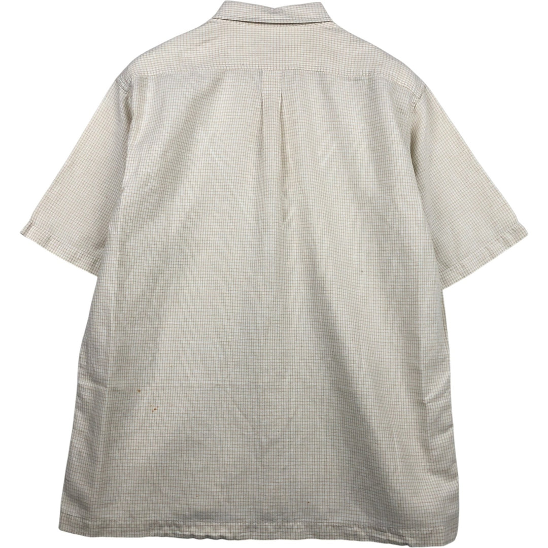 90s-00'S Calvin Klein Jeans Check Pattern Short-Sleeve Cotton x Linen Box Shirt, Men's Size L (approx.), Vintage linen Beige type Vintage Second Hand