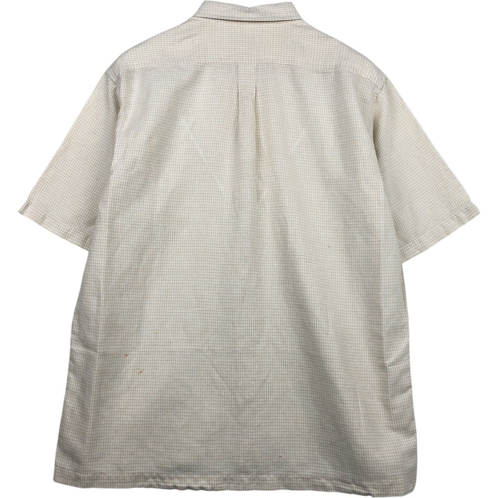 90s-00'S Calvin Klein Jeans Check Pattern Short-Sleeve Cotton x Linen Box Shirt, Men's Size L (approx.), Vintage linen Beige type Vintage Second Hand