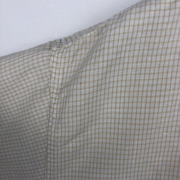 90s-00'S Calvin Klein Jeans Check Pattern Short-Sleeve Cotton x Linen Box Shirt, Men's Size L (approx.), Vintage linen Beige type Vintage Second Hand