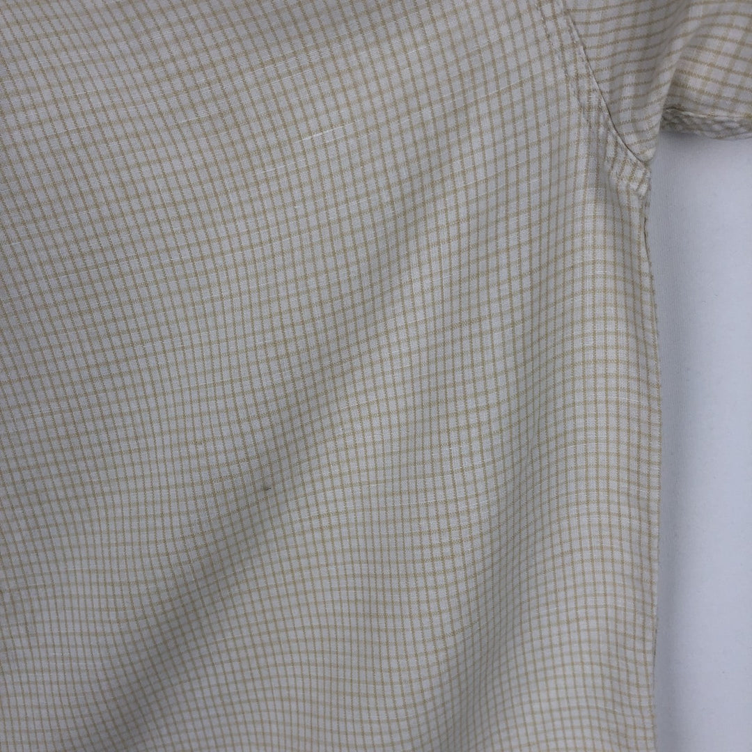 90s-00'S Calvin Klein Jeans Check Pattern Short-Sleeve Cotton x Linen Box Shirt, Men's Size L (approx.), Vintage linen Beige type Vintage Second Hand