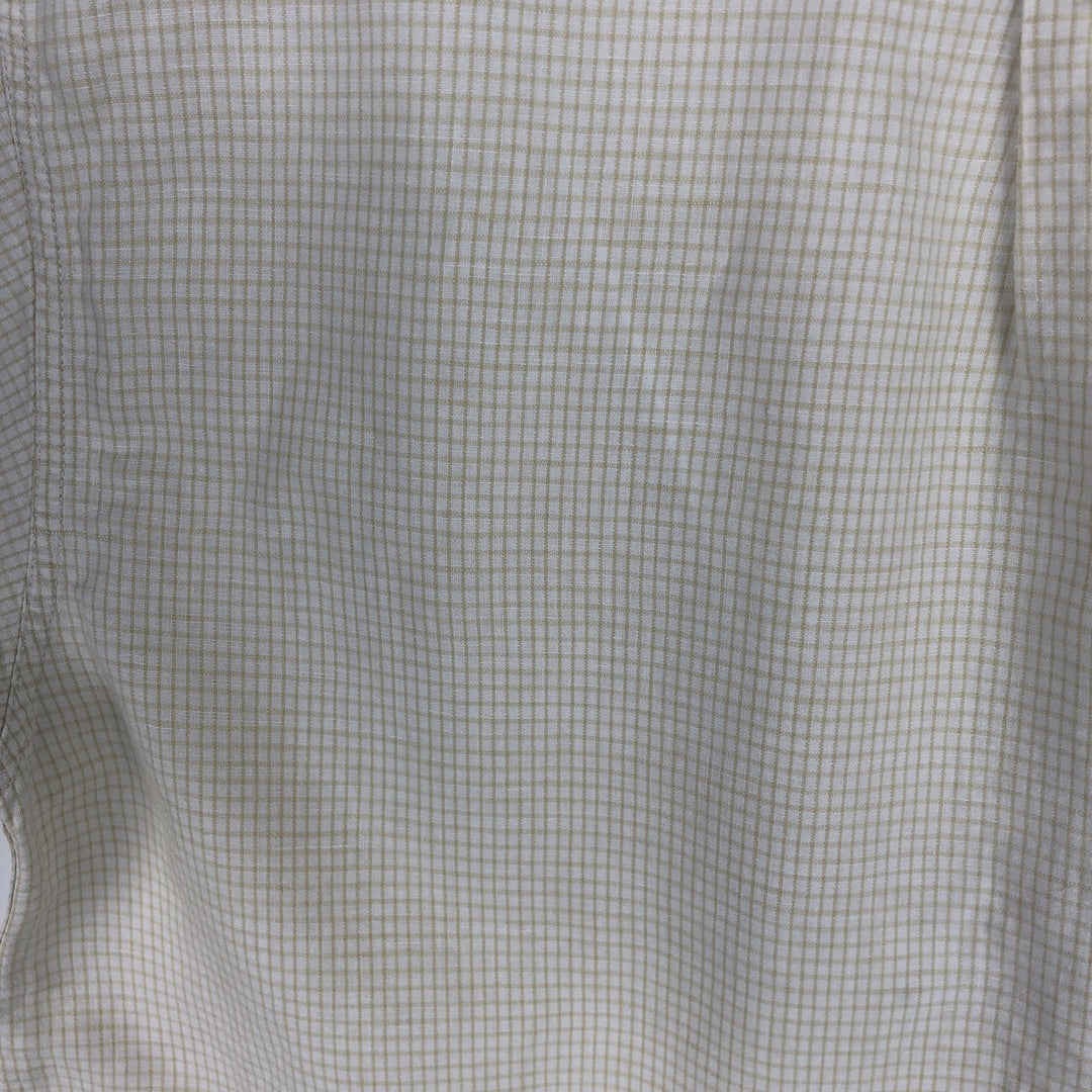 90s-00'S Calvin Klein Jeans Check Pattern Short-Sleeve Cotton x Linen Box Shirt, Men's Size L (approx.), Vintage linen Beige type Vintage Second Hand