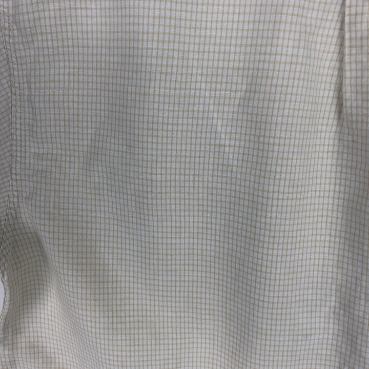 90s-00'S Calvin Klein Jeans Check Pattern Short-Sleeve Cotton x Linen Box Shirt, Men's Size L (approx.), Vintage linen Beige type Vintage Second Hand