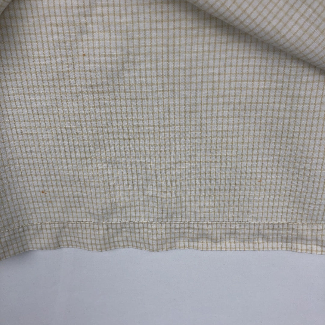 90s-00'S Calvin Klein Jeans Check Pattern Short-Sleeve Cotton x Linen Box Shirt, Men's Size L (approx.), Vintage linen Beige type Vintage Second Hand