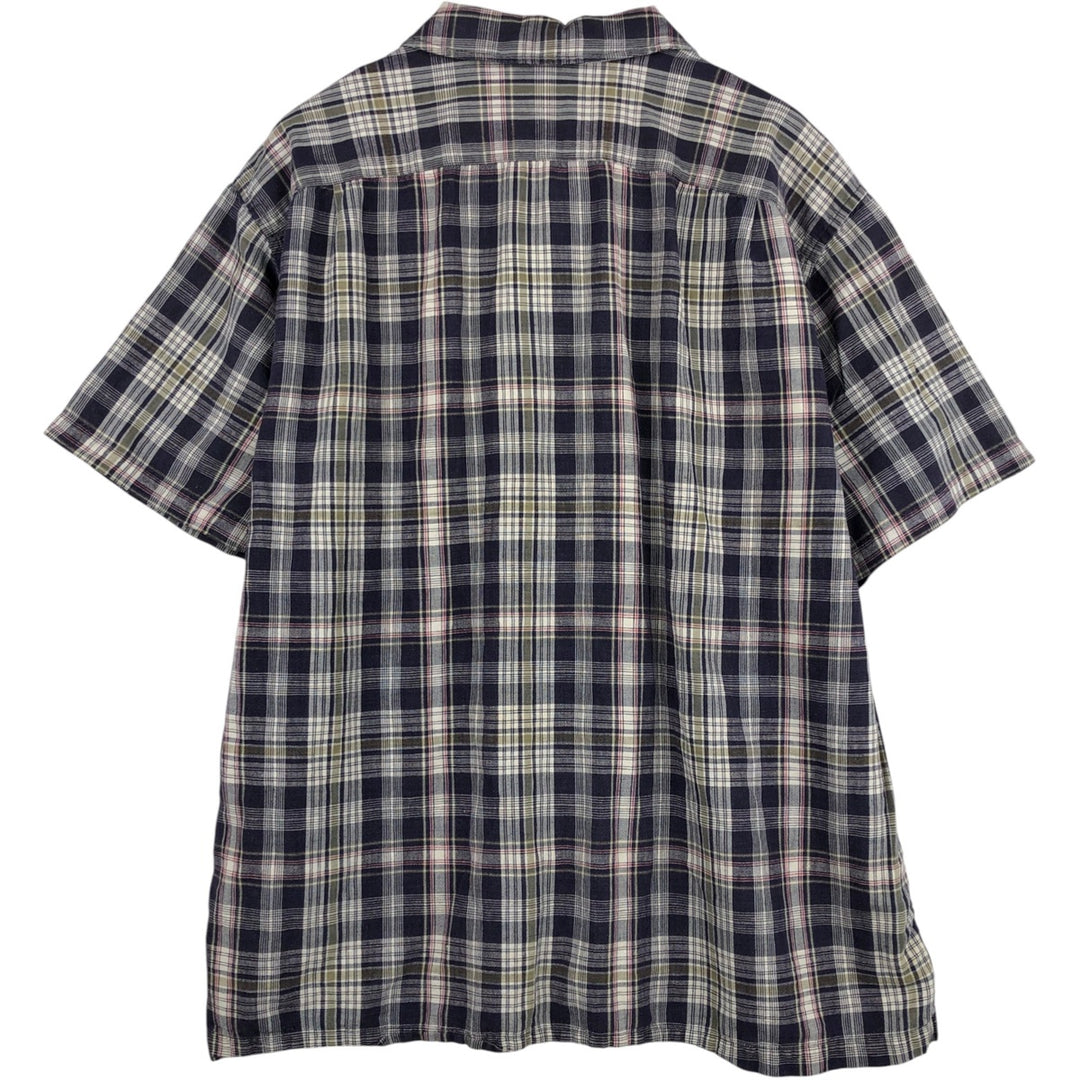 Vintage 90'S GAP short-sleeved linen and cotton button-down shirt, men's size XL linen navy blue type Vintage Second Hand