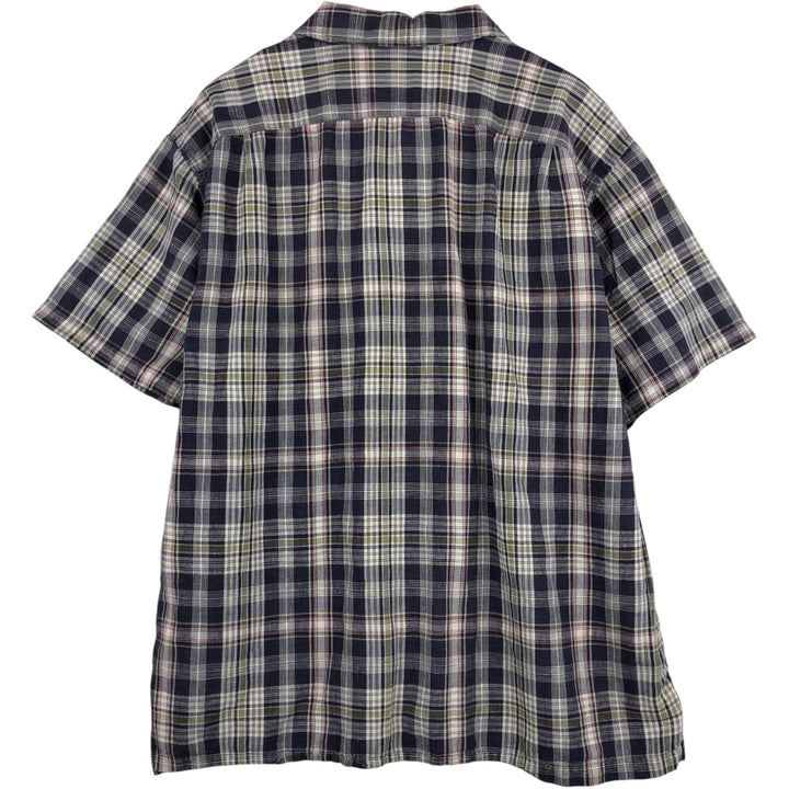 Vintage 90'S GAP short-sleeved linen and cotton button-down shirt, men's size XL linen navy blue type Vintage Second Hand