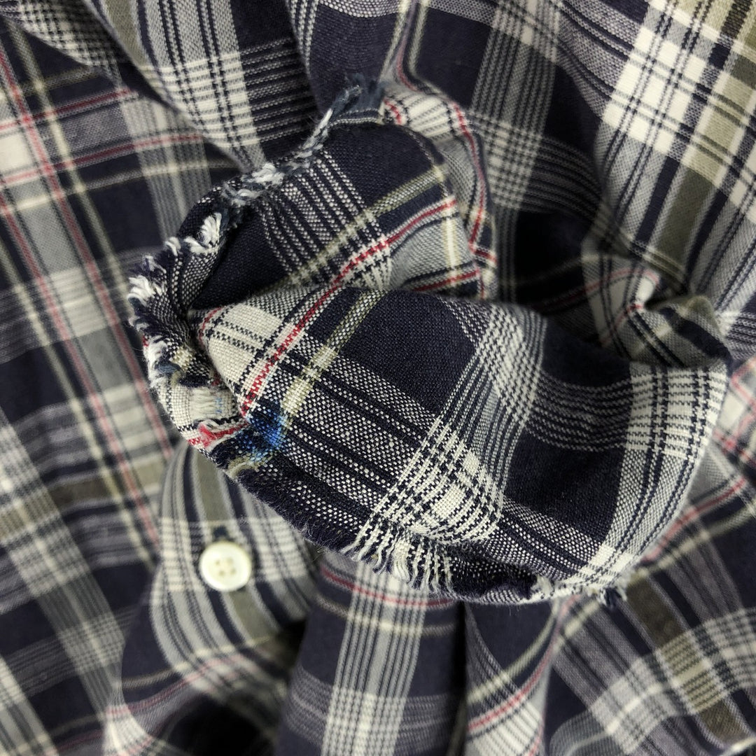 Vintage 90'S GAP short-sleeved linen and cotton button-down shirt, men's size XL linen navy blue type Vintage Second Hand