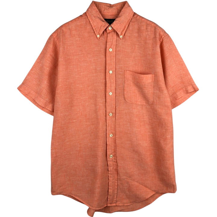 Brooks Brothers short-sleeved linen button-down shirt, men's size M linen orange type Vintage Second Hand