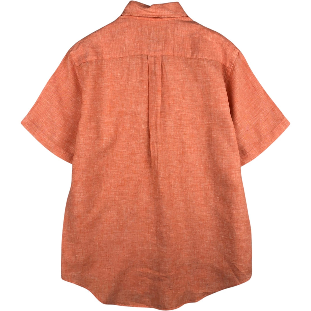 Brooks Brothers short-sleeved linen button-down shirt, men's size M linen orange type Vintage Second Hand
