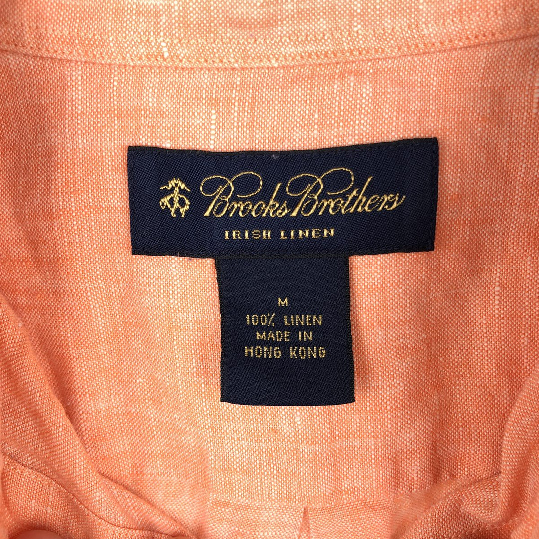 Brooks Brothers short-sleeved linen button-down shirt, men's size M linen orange type Vintage Second Hand