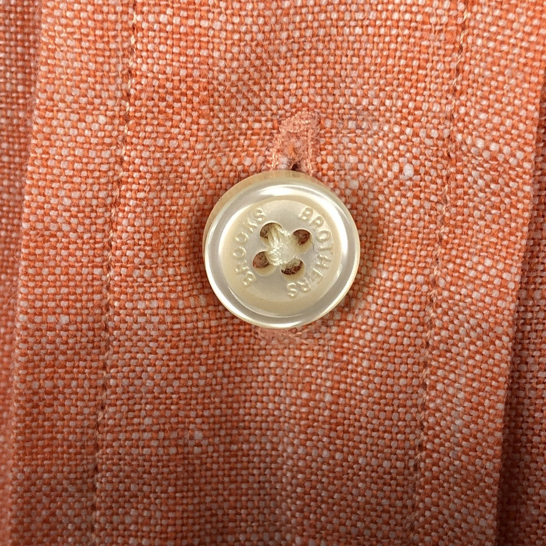 Brooks Brothers short-sleeved linen button-down shirt, men's size M linen orange type Vintage Second Hand