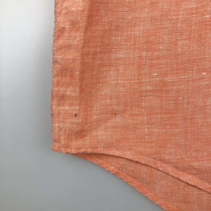 Brooks Brothers short-sleeved linen button-down shirt, men's size M linen orange type Vintage Second Hand
