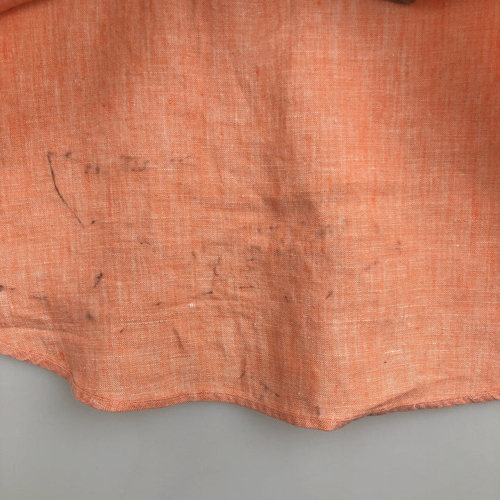 Brooks Brothers short-sleeved linen button-down shirt, men's size M linen orange type Vintage Second Hand