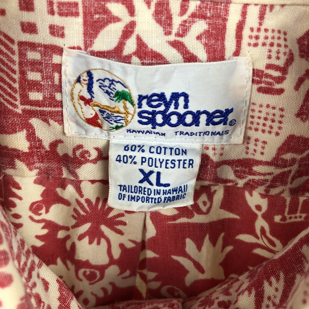 90'S Reyn Spooner Swimsuit Bikini Tag All-over Print Half-button Button-down Aloha Shirt Box Shirt Men's XL equivalent cotton red type Vintage Second Hand