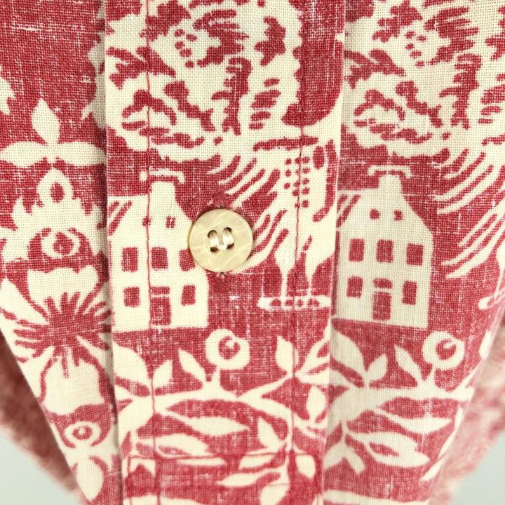 90'S Reyn Spooner Swimsuit Bikini Tag All-over Print Half-button Button-down Aloha Shirt Box Shirt Men's XL equivalent cotton red type Vintage Second Hand