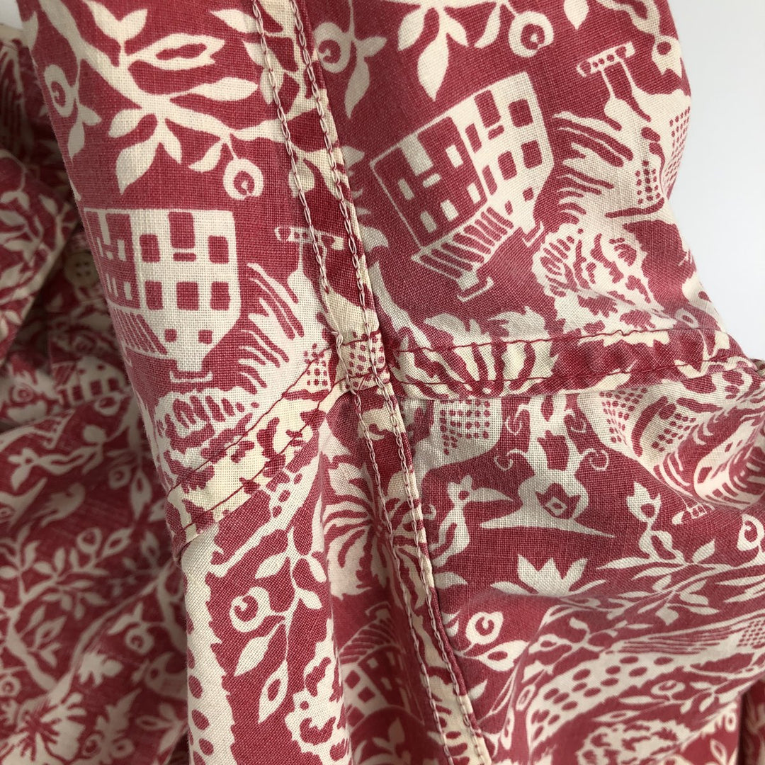 90'S Reyn Spooner Swimsuit Bikini Tag All-over Print Half-button Button-down Aloha Shirt Box Shirt Men's XL equivalent cotton red type Vintage Second Hand