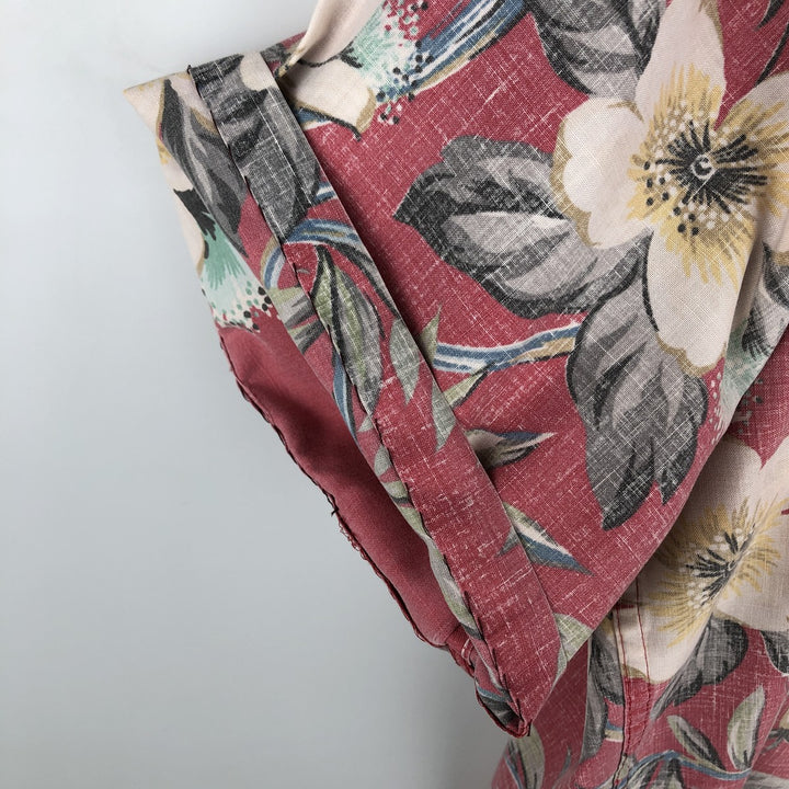 Reyn Spooner swimwear tag, bikini tag, hibiscus pattern, Hawaiian aloha shirt, boxy shirt, made in Hawaii, men's size XL. cotton pink type Vintage Second Hand