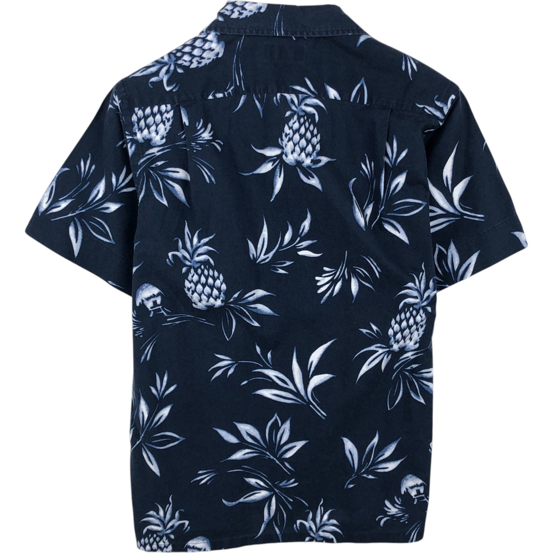 Ralph Lauren POLO CLASSIC FIT Pineapple Pattern Open Collar Hawaiian Aloha Shirt Box Shirt Men's Size M (approx.) cotton navy blue type Vintage Second Hand